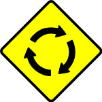 Roundabout Caution Sign
